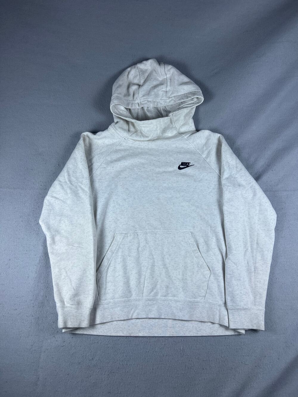 Nike Hoodie Womens L Oatmeal Heather Funnel Neck Raglan Pocket Sports Sweatshirt